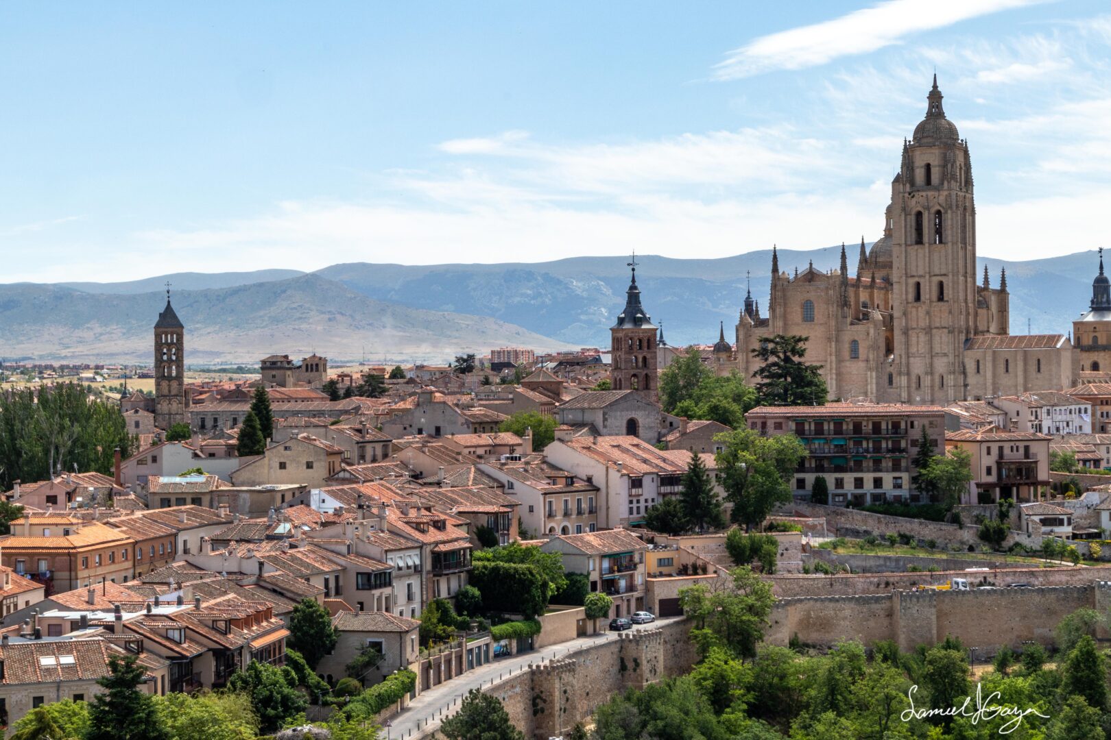 top view of Segovia city in Spain